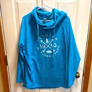 Salt Creek Teal Blue Glacier National Park Hoodie size XL